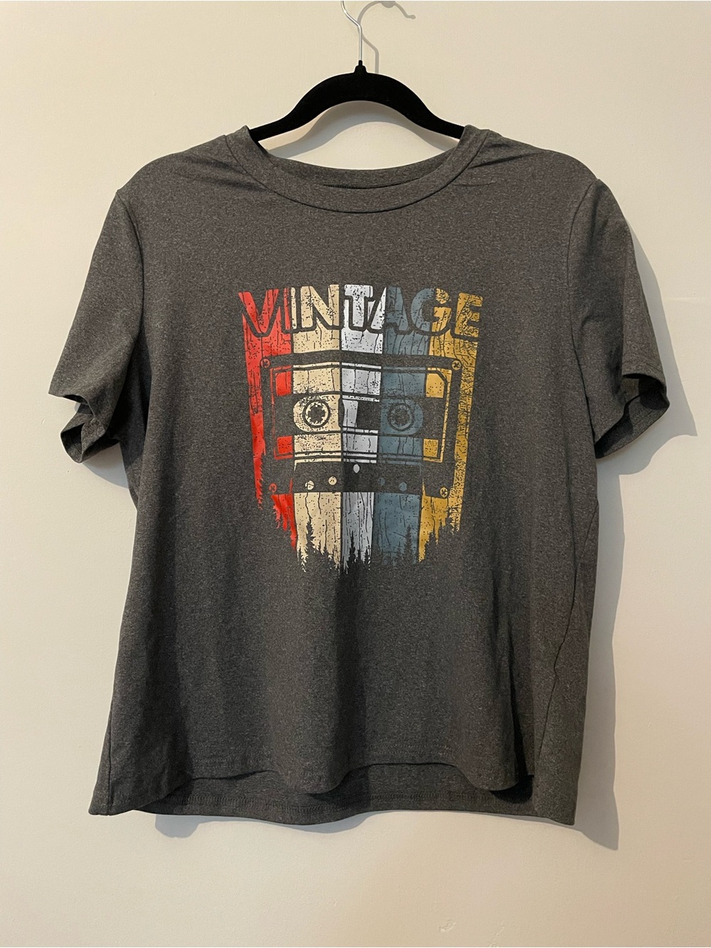 Vintage Cassette Graphic Tee - Charcoal